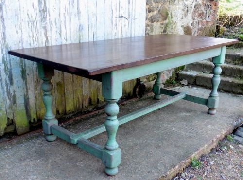 fig 2. Large Shabby Painted French Farmhouse Table 