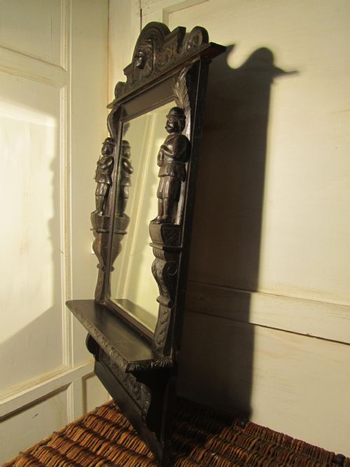 fig 1. Victorian Carved Gothic Oak Console Wall Mirror