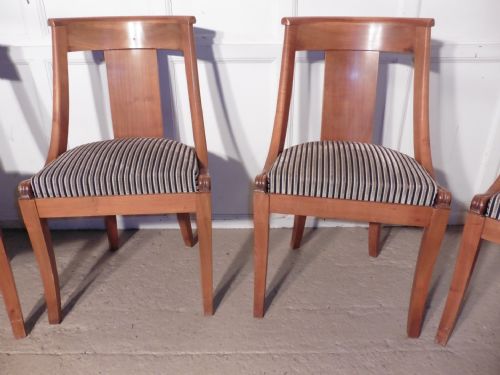 fig 1. A Set of 6 Art Deco Golden Walnut Dining Chairs