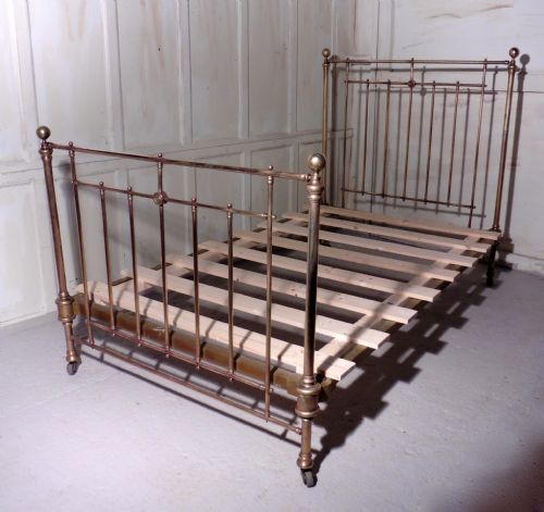 Superb French 19th Century Brass Bed,  Small Double