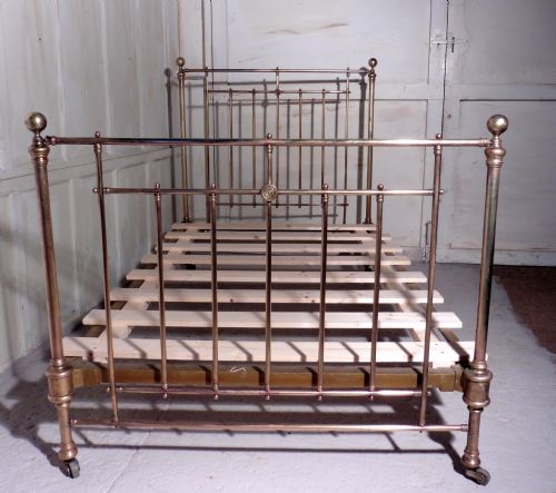 fig 1. Superb French 19th Century Brass Bed,  Small Double