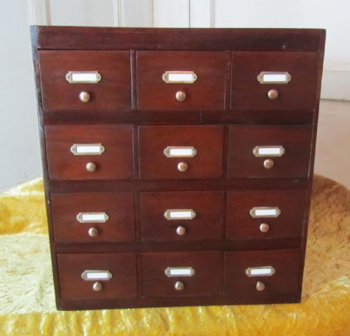 Small Victorian Storage Chest of Drawers, Filing Cabinet Collectors Cabinet, Spice Drawers