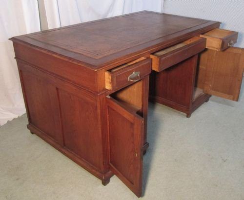 fig 1. A French Golden Country Oak Pedestal Partners Desk