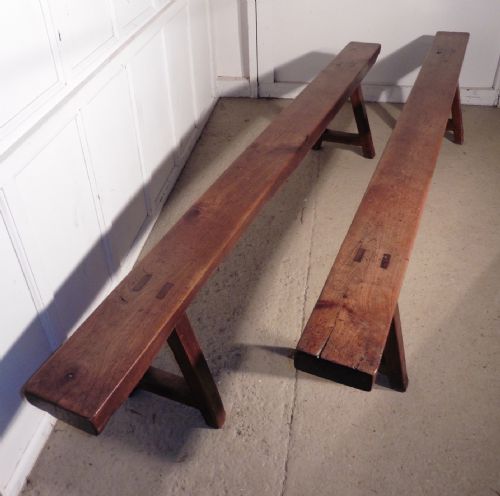 fig 2. A Lovely Pair of Old French Elm Farmhouse Kitchen Benches