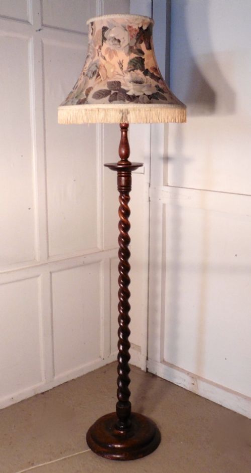 fig 1. Oak Barley Twist Floor Standing Standard Lamp