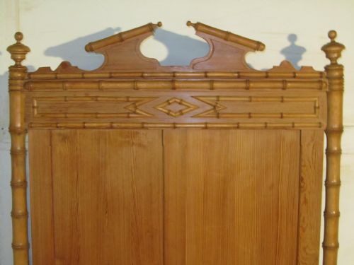 fig 2. French Single Faux Bamboo Pine Sleigh Bed Lit Bateau