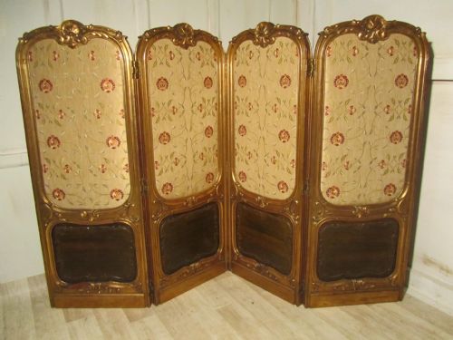 fig 1. French Gilt Wood and Silk Rococo Dressing Screen