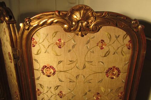 fig 2. French Gilt Wood and Silk Rococo Dressing Screen