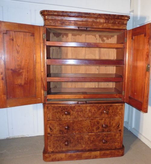 fig 1. An Outstanding Victorian Burr Walnut Linen Press
