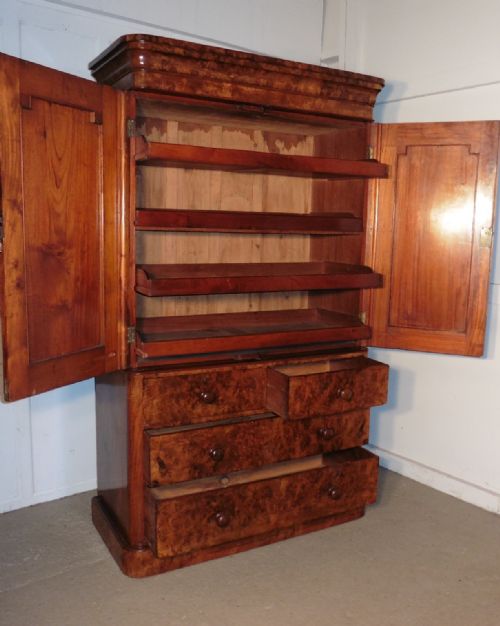 fig 2. An Outstanding Victorian Burr Walnut Linen Press