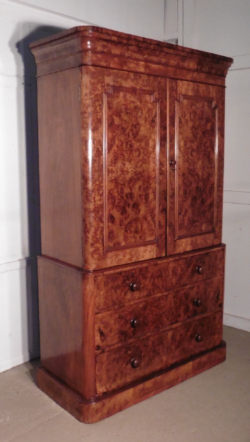 fig 3. An Outstanding Victorian Burr Walnut Linen Press