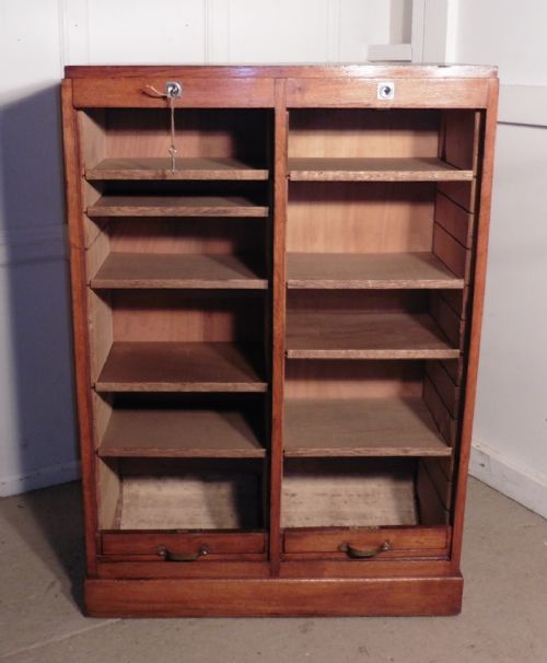 fig 2. French Tambour Double Fronted Oak Art Deco Filing Cabinet