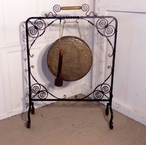 A Large Victorian Brass and Iron Dinner Gong
