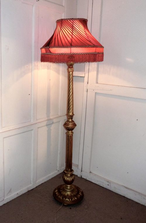 Carved Gold Painted Floor Standing Lamp
