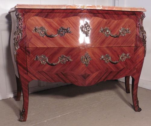 Large French Louis Xv Style Bombe Commode, Chest of Drawers