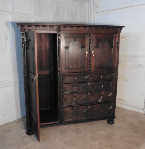 fig 1. 19th Century Oak Compactum, Wardrobe, Chest of Drawers, Hall Cupboard