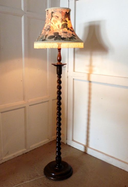 Oak Barley Twist Floor Standing Standard Lamp