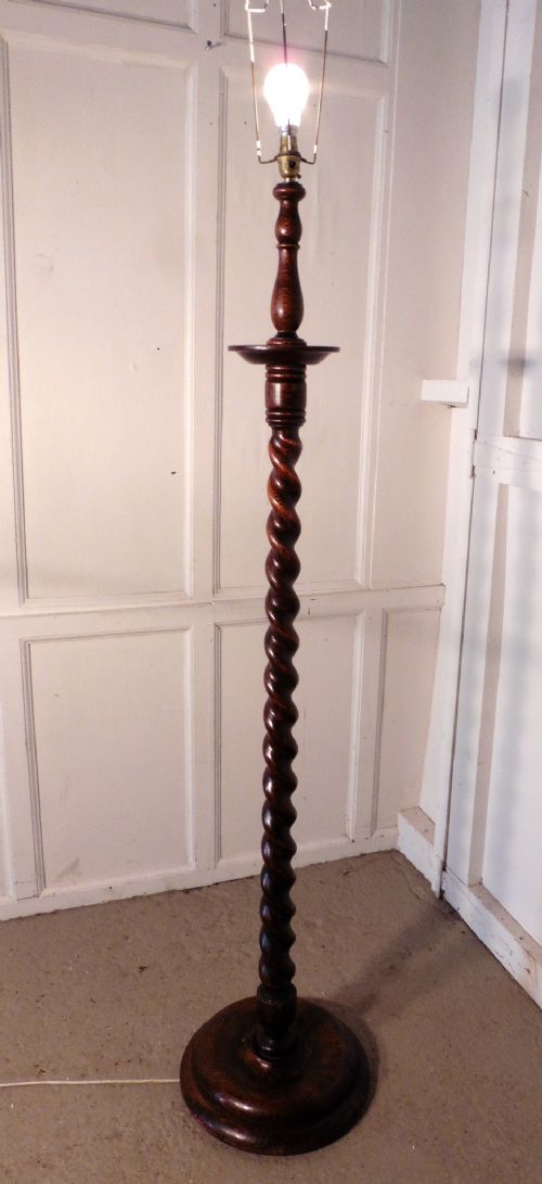 fig 2. Oak Barley Twist Floor Standing Standard Lamp