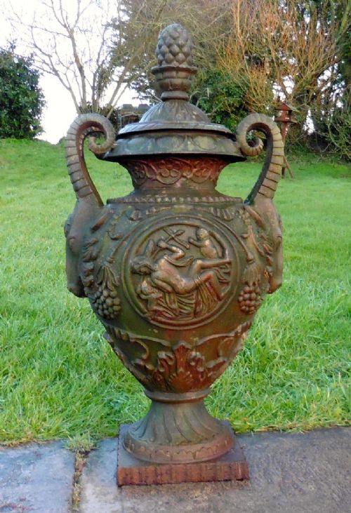 fig 1. An Outstanding, Large Cast Original Victorian Garden Iron Urn