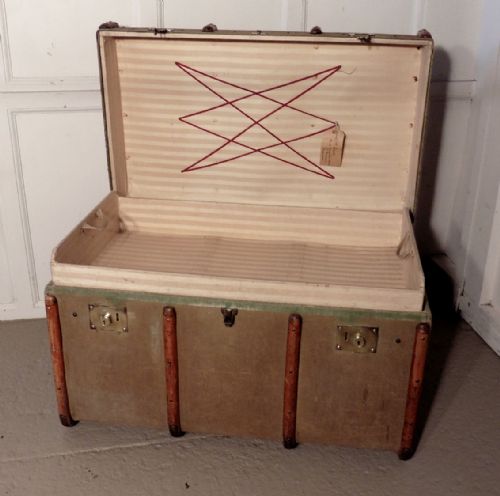 fig 1. A Large Vintage Canvas Steamer Trunk