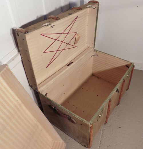 fig 2. A Large Vintage Canvas Steamer Trunk