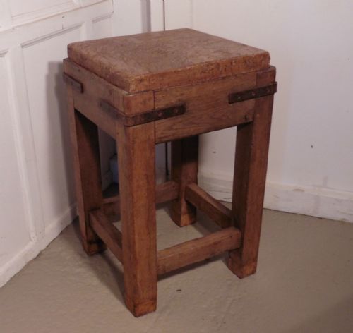 fig 1. Oak Work Table, Chopping Block Kitchen Island, Industrial Antiques