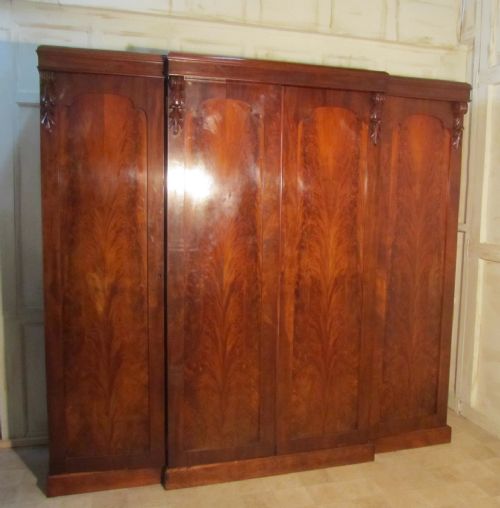 Victorian Flame Mahogany Wardrobe, Linen Press or Compactum by Gillows