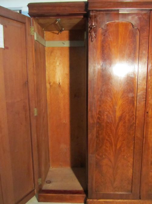 fig 2. Victorian Flame Mahogany Wardrobe, Linen Press or Compactum by Gillows