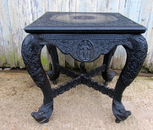 Superb Carved Anglo Indian Table, Occasional  Table