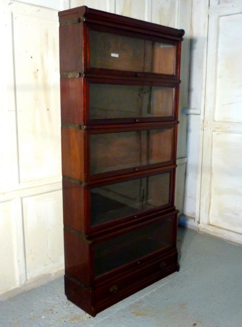 A 5 Stack Mahogany Globe Wernicke Barristers Bookcase or Filing Cabinet