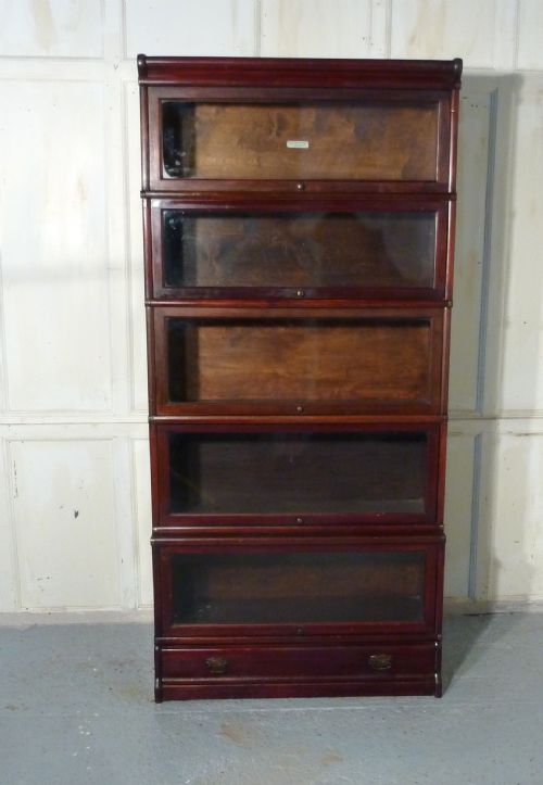 fig 1. A 5 Stack Mahogany Globe Wernicke Barristers Bookcase or Filing Cabinet