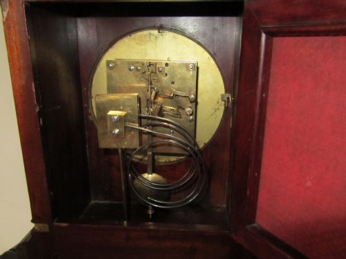 fig 1. Large 19th Century German Mahogany and brass Ting Tang Library Mantle Clock