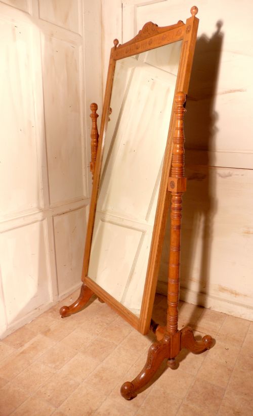fig 3. Arts and Crafts Carved Ash Cheval Mirror