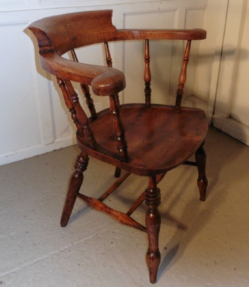 Early 19th Century Elm & Ash Smokers Bow Office or Desk Chair
