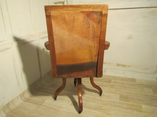 fig 3. A Large Shabby Oak and Leather, Office Chair or Desk Chair 