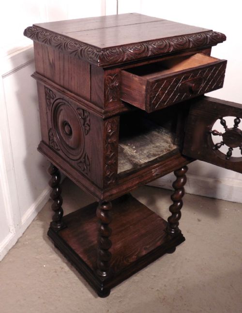 fig 2. French Carved Oak Night Table or Bedside Cupboard