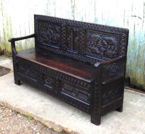 A French 17th Century Oak Box Settle