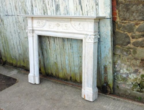 fig 1. A Large Victorian Adams Style Painted Pine Fireplace.