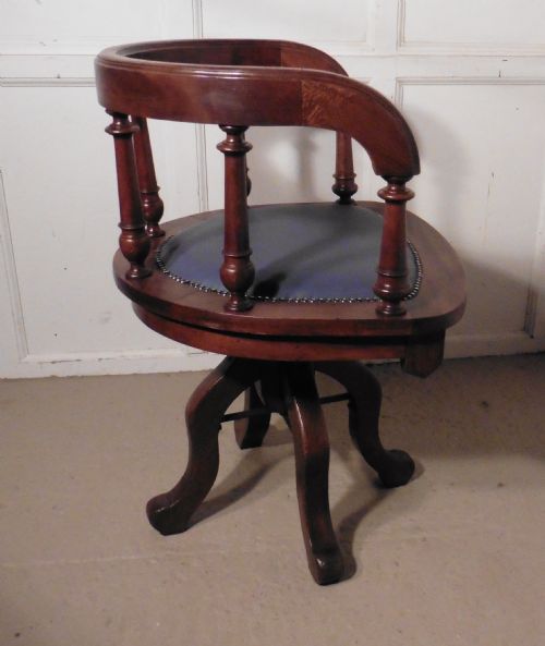 fig 1. A Victorian Swivelling Walnut Office Chair or Desk Chair  