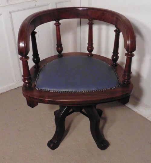 fig 2. A Victorian Swivelling Walnut Office Chair or Desk Chair  