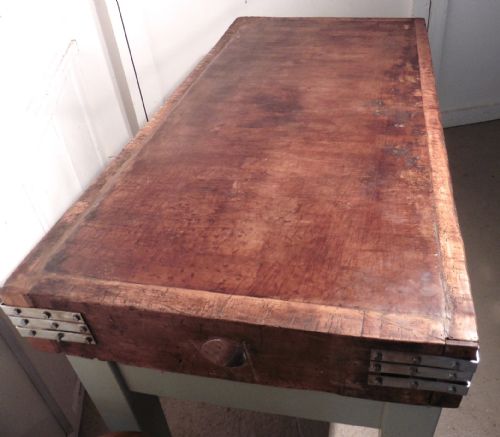 fig 2. Vintage Butchers Chopping Block on Painted Stand