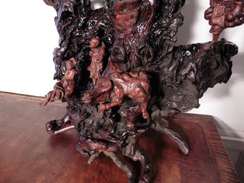 fig 1. Large Chinese Root Carving, 6 Carved Figures