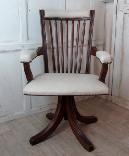 fig 1. Mahogany Upholstered Swivelling Desk Chair
