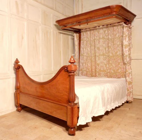 Victorian Blonde Mahogany Half Tester King Size Bed