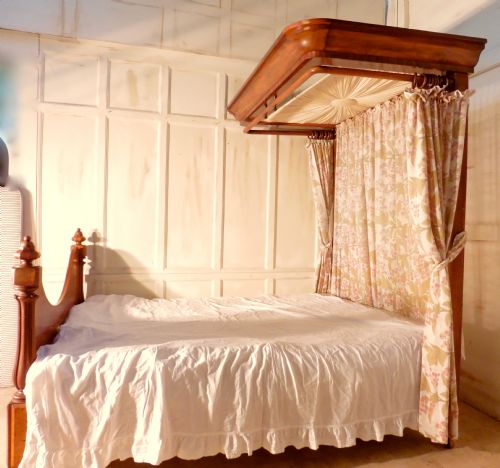 fig 1. Victorian Blonde Mahogany Half Tester King Size Bed