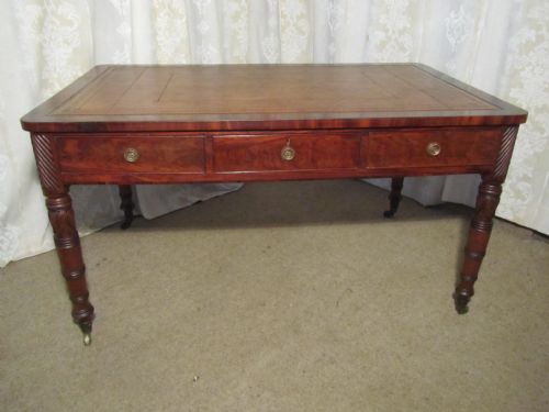 William IV Mahogany Leather Top Partners Library Table
