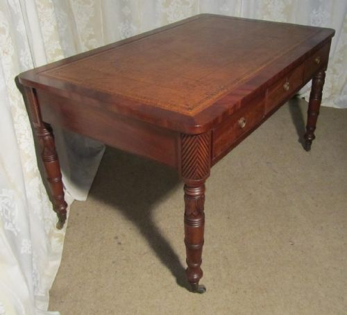 fig 1. William IV Mahogany Leather Top Partners Library Table