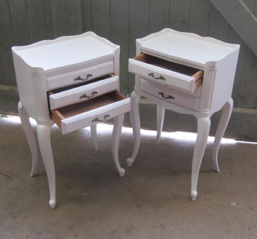 fig 2. A Pair of Painted French Bedside Cabinets or Bedside Cupboards