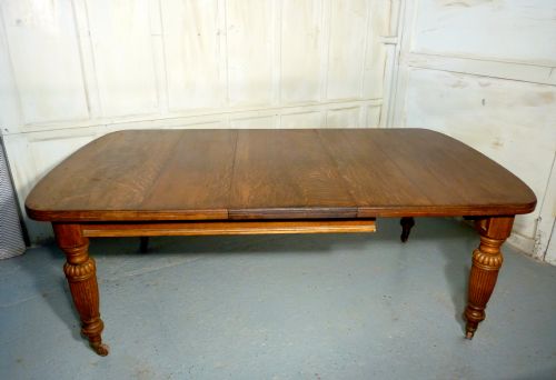 fig 3. Victorian Arts and Crafts Golden Oak Wind Out Table, Extending Dining Table