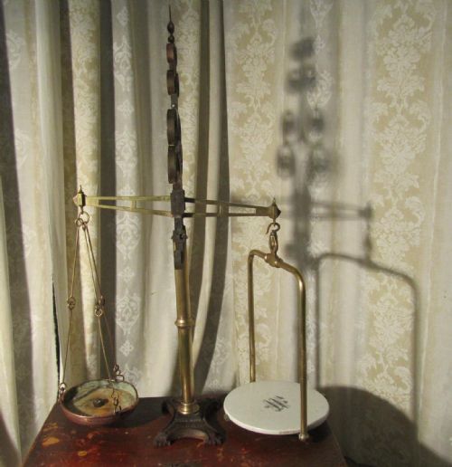 fig 1. Superb Large Brass and Iron Dairy Balance Scales by Parnall of Bristol